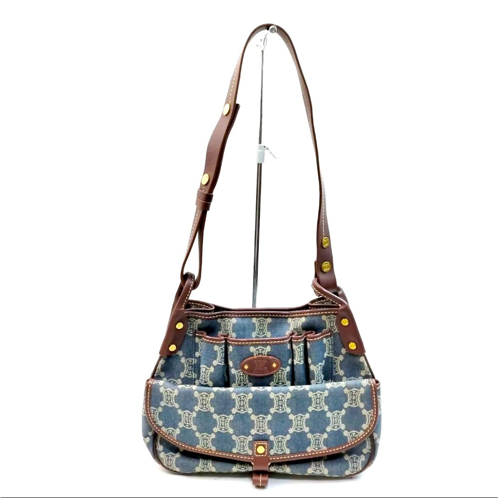 Rare denim Celine triomphe macadam hobo bag